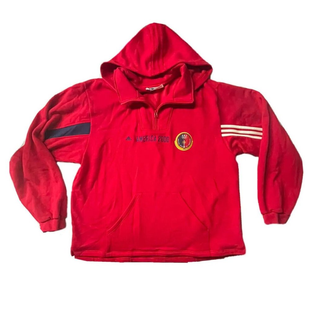 VTG Y2K Olympics America 2000 Adidas Sweatshirt Hoodie Adult Sz XXL - EUC
